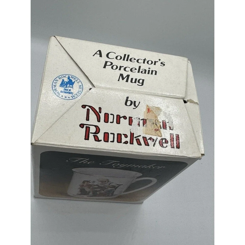 Norman Rockwell Coffee Mug The Toymaker Vintage 1982 Cup Gold Trim Excellent